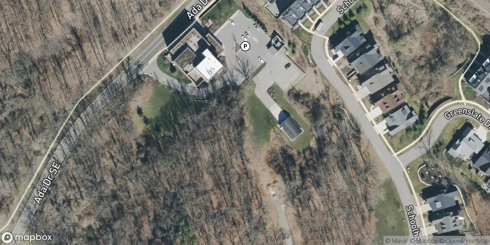Plat of the Village of Ada, Amended Plat of Lots 1 Thru 30, Block 7 and Lots 1 Thru 36 of Block 8 and the Vacated Portions of Ada Dr, Bradfield St, Rix St, and Thornapple Ave Adjacent Thereto — satellite view