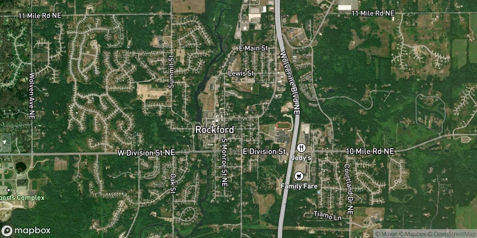 Village of Rockford — satellite view