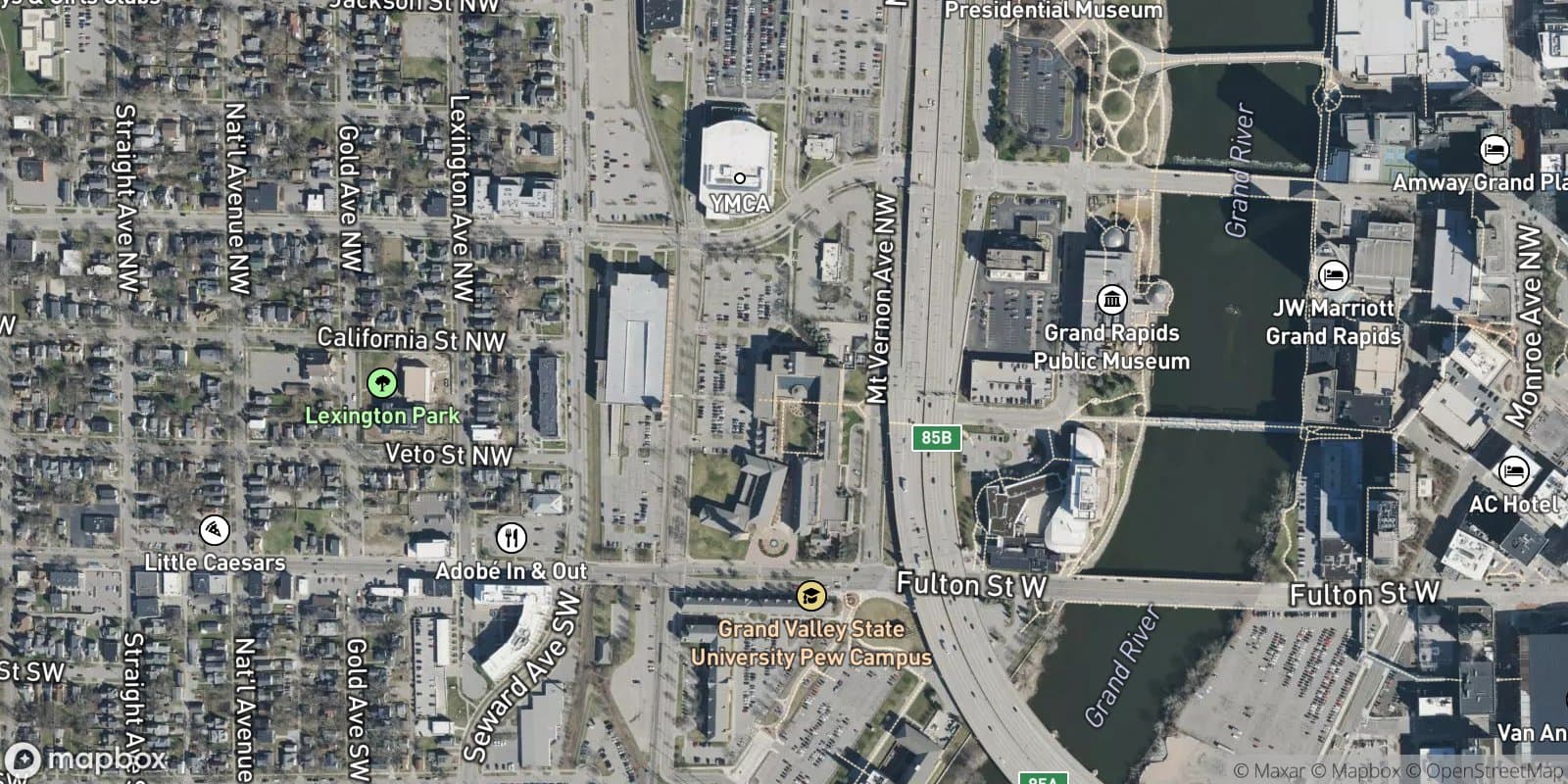 Mission Reserve, the Amended Plat of Blocks 24, 25, 26, 27, and Lots 11, 13, 14, 15, & 16 of Block 17 and Roads, Alleys & Railroad Right of Way of the Subdivision of Lots Nos. 1 and 2 (Generally Known As the Mission Reserve) — satellite view