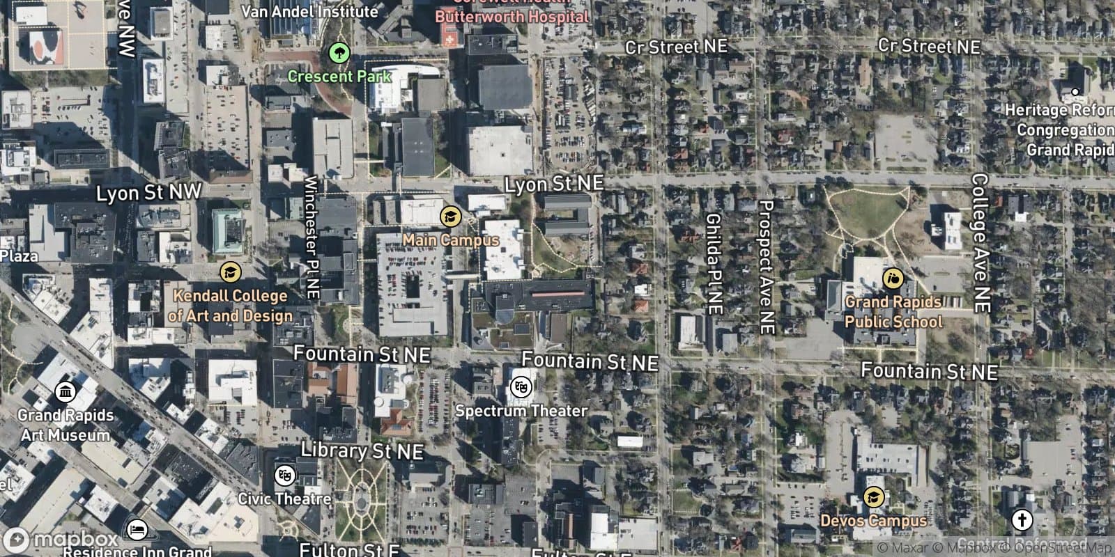 Kendall'S Addition, Amended Plat of Lots 1, 2, 3, and 15 Thru 22 Inclusive, Block 8 and Lots 1 Thru 5 Inclusive, Block 9, and Vacated Adjacent Barclay Avenue and Vacated Adjacent Willow Court — satellite view