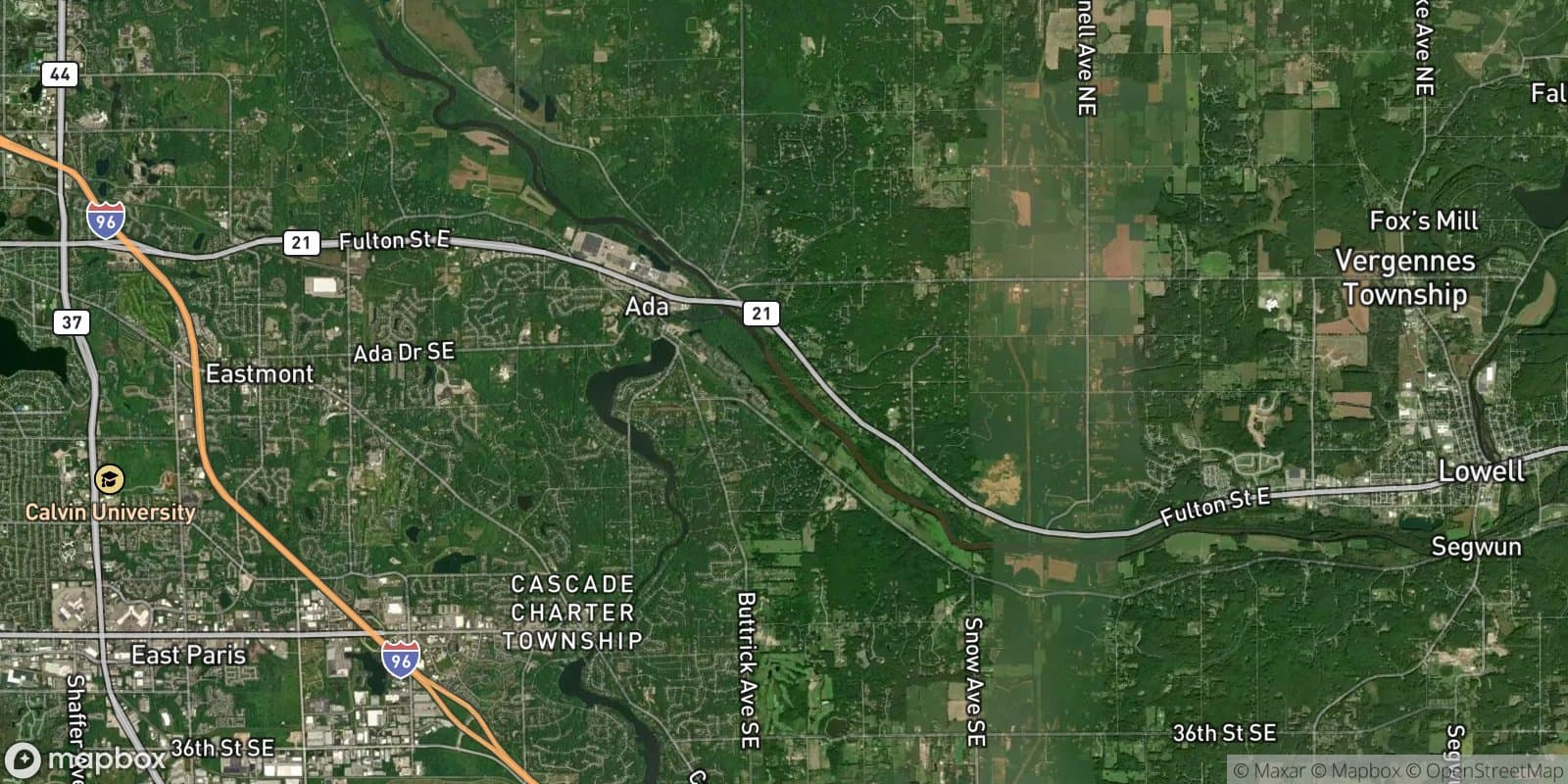 Grand River Dr & E Fulton St Area — satellite view