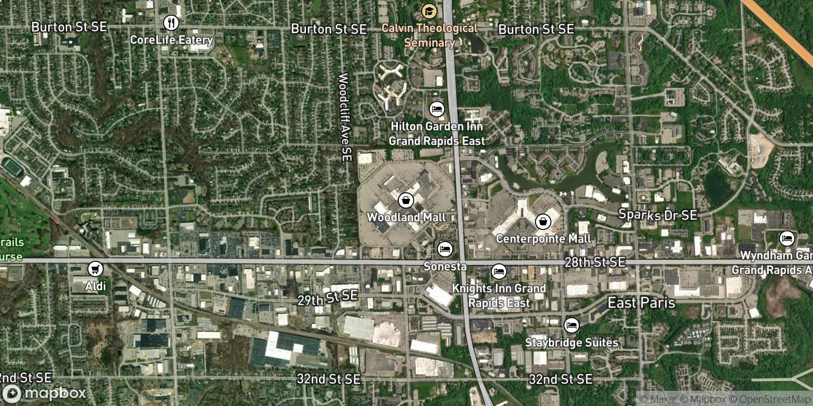 Plat of Woodland Mall — satellite view