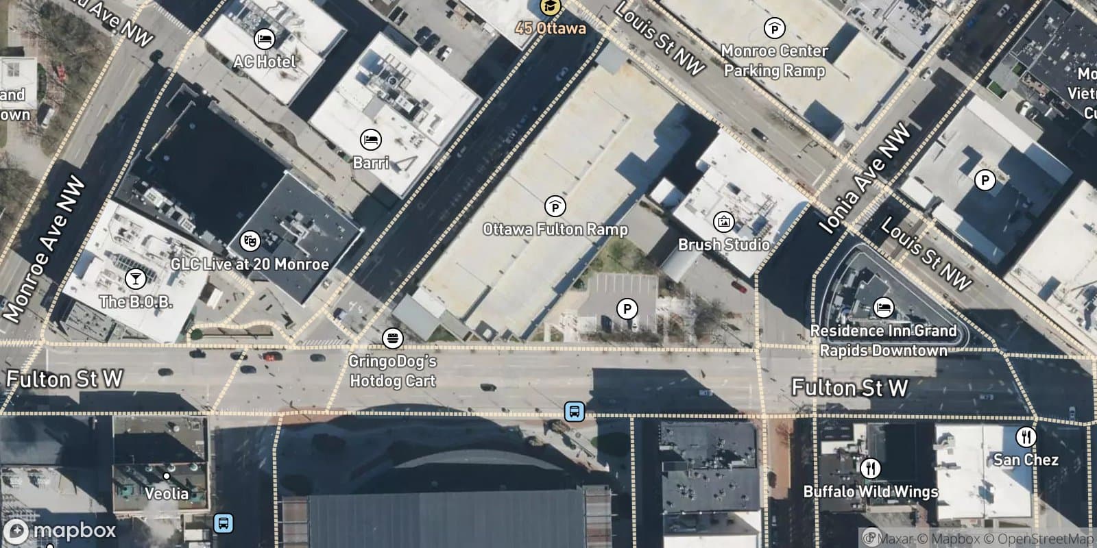 Plat of Village of Grand Rapids Commonly Called Campau'S Plat, Amended Plat Lots 3-6. Sec. 12 and Sec. 13. and Part Vacated Ferry Street Adjacent To Sec. 12 and 13 and Part of Vacated Ottawa Avenue Adjacent To Sec. 13 — satellite view