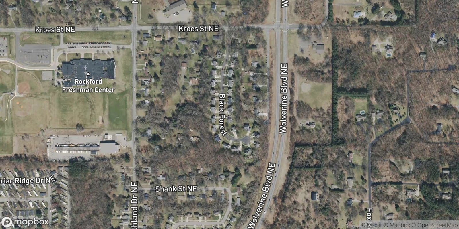 Rockford Woods — satellite view