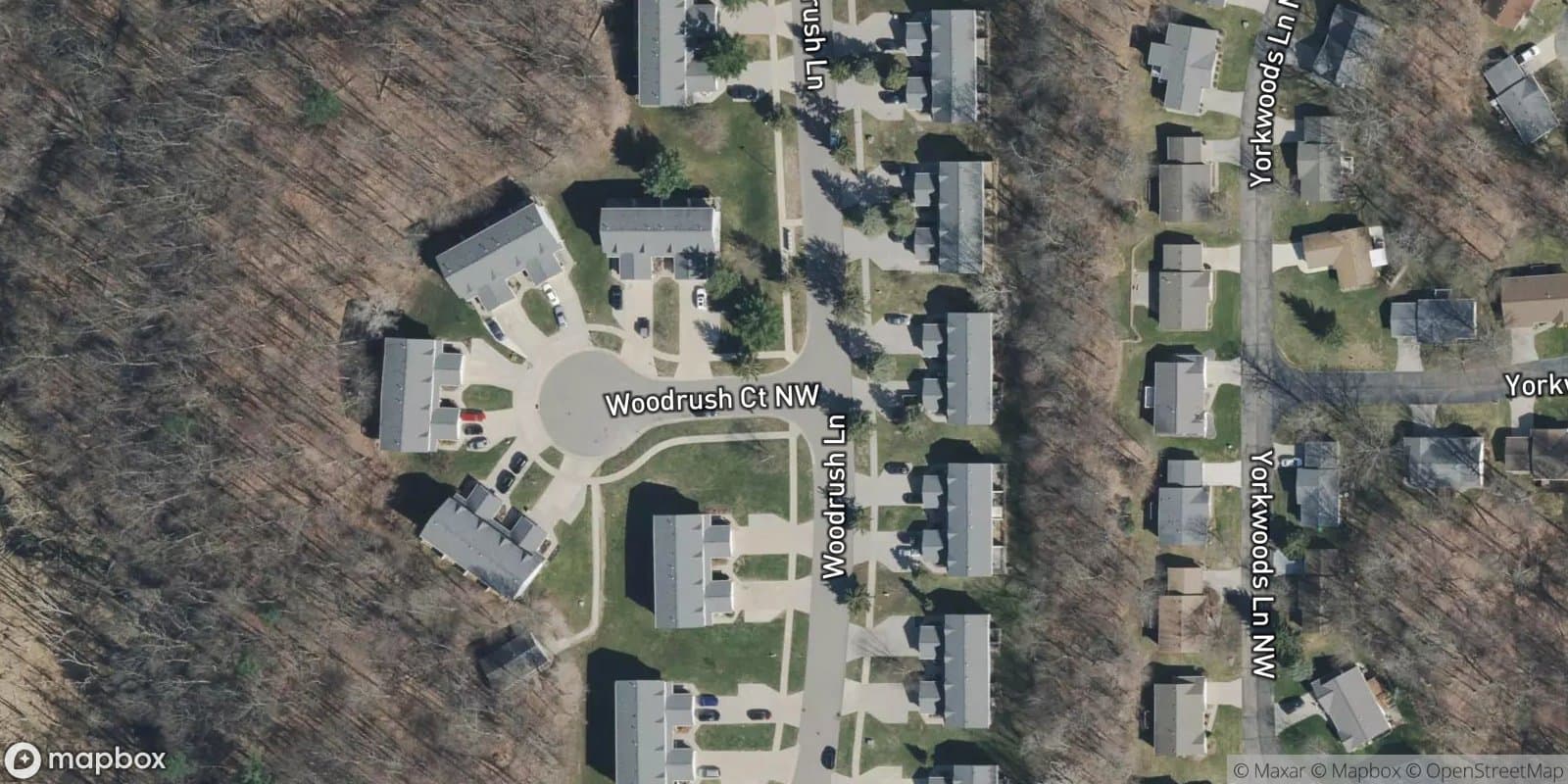 York Woods Subdivision — satellite view