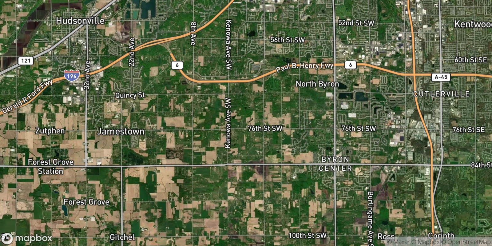 Wilson Ave & M-6 Fwy Area — satellite view