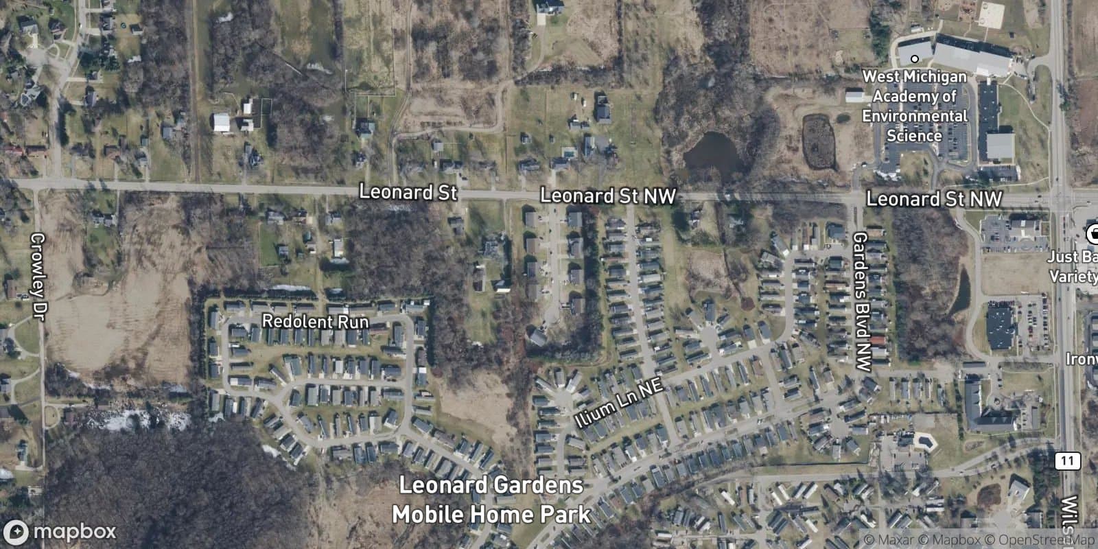 West Leonard Estates — satellite view
