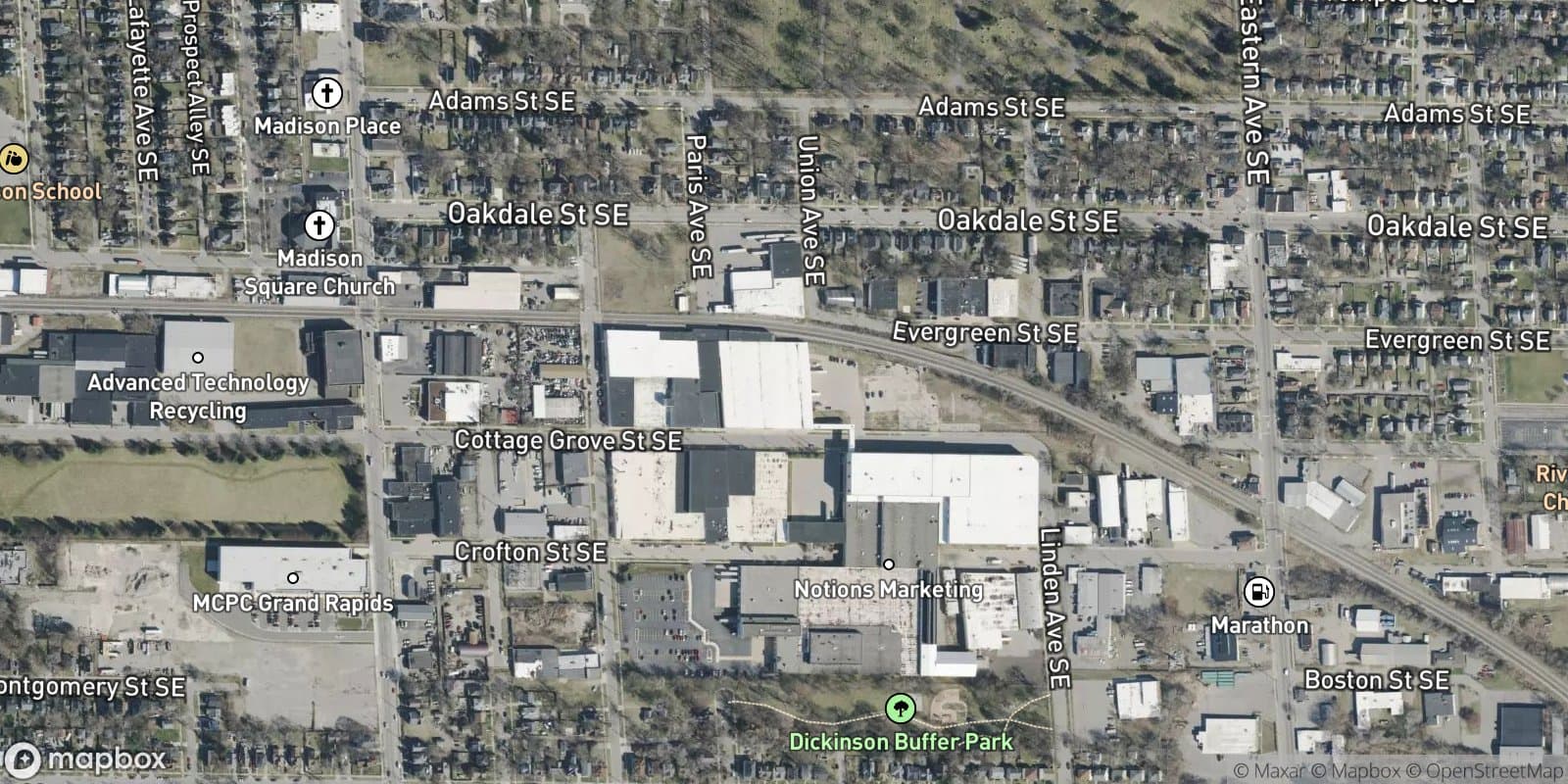 Weston & Meigs' Addition, Amended Plat of Lots 1-16 & Vac Alleys, Blk 8, Lots 1-14 & Vac Alleys, Blk 7, Vac Portion of Paris Ave Se, Vac Portion of Union Ave Se — satellite view