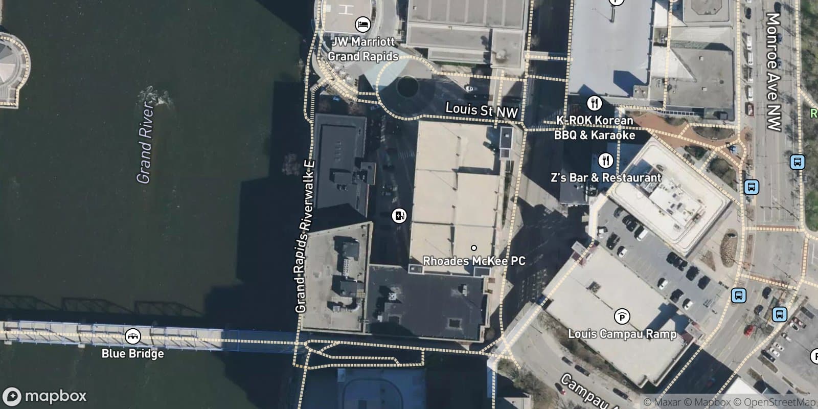 Island Addition To the City of Grand Rapids, Amended Plat of Part of Lots 37,38,39,40,41 and Block Number One and Vacated Portion of Pike Street and Vacated Portion of Campau Avenue — satellite view