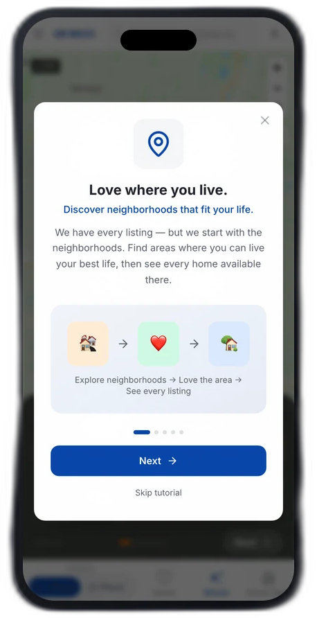The neighborhood-match wizard intro screen